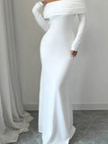 Off-Shoulder Long Sleeve Bodycon Maxi Dress.