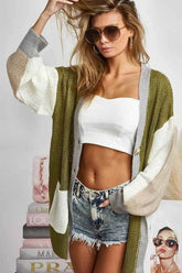 BiBi Color Block Oversized Sweater Cardigan.