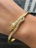 18K Gold-Plated Snake Design Rhinestone Bracelet.