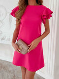 Ruffled Layered Backless Mini Dress.