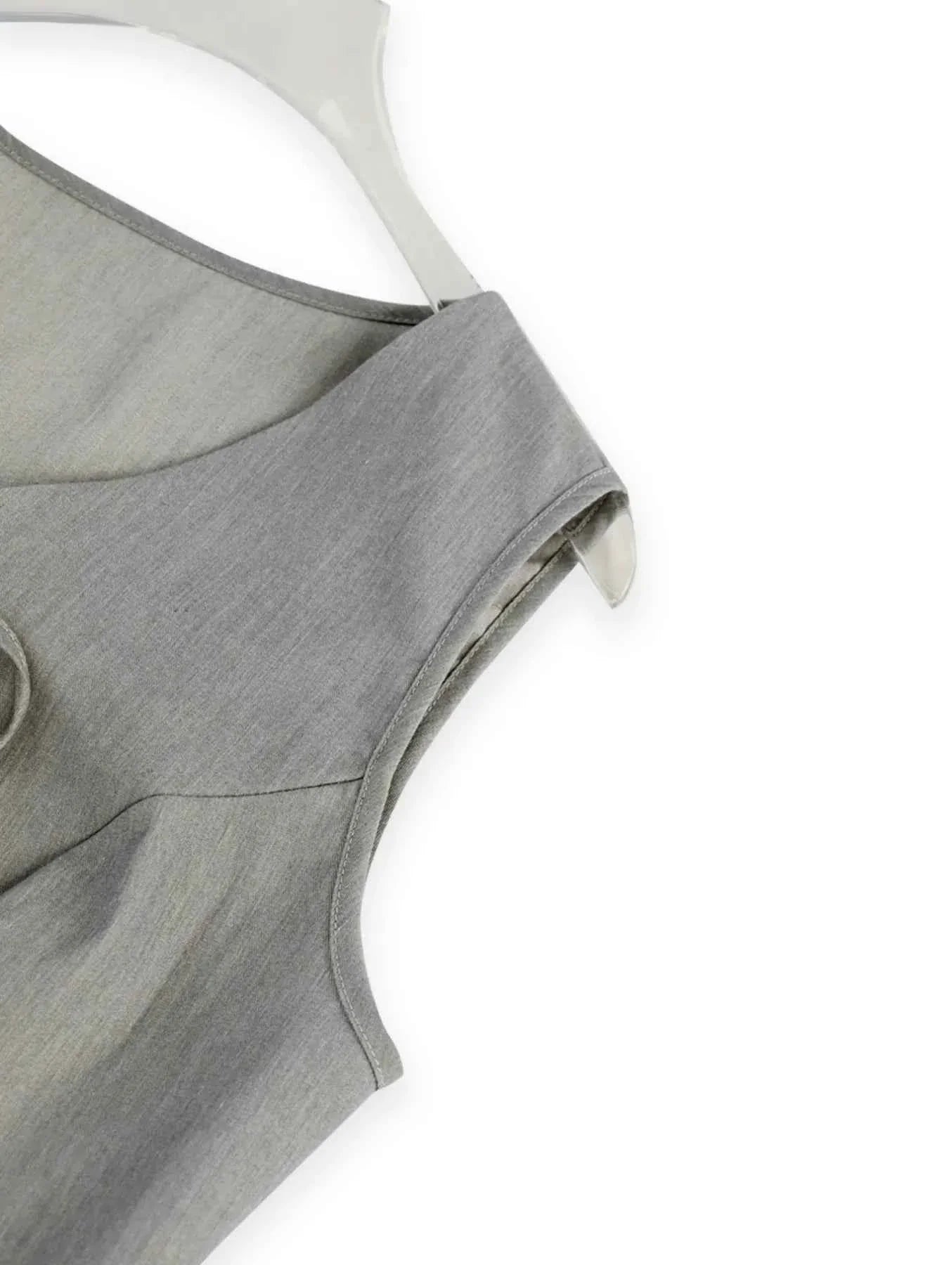 Tie Front Vest and Wide Leg Pants Set.