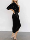 Ruched Surplice Half Sleeve Dress.