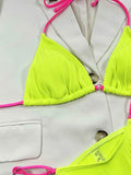 Ribbed Tie Back High Cut Bikini Set.