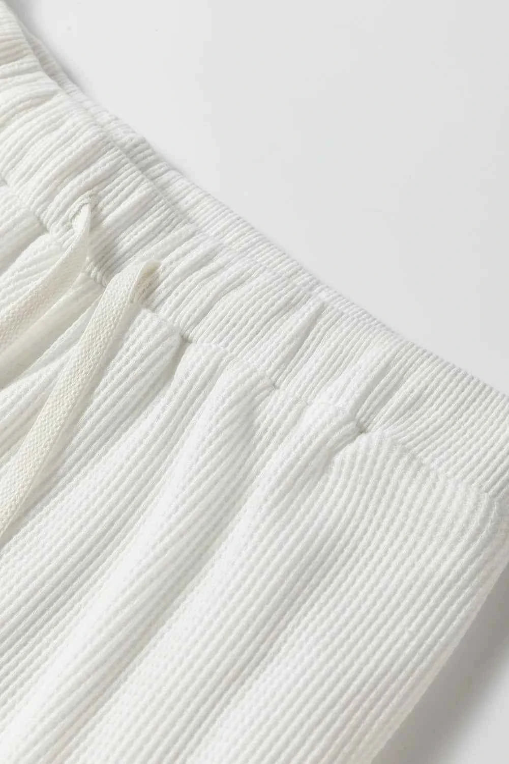 Round Neck Long Sleeve Top and Drawstring Pants Lounge Set.