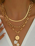 18K Gold-Plated Stainless Steel Layered Necklace.