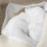 Color Block Knit Hat with Pom-pom.