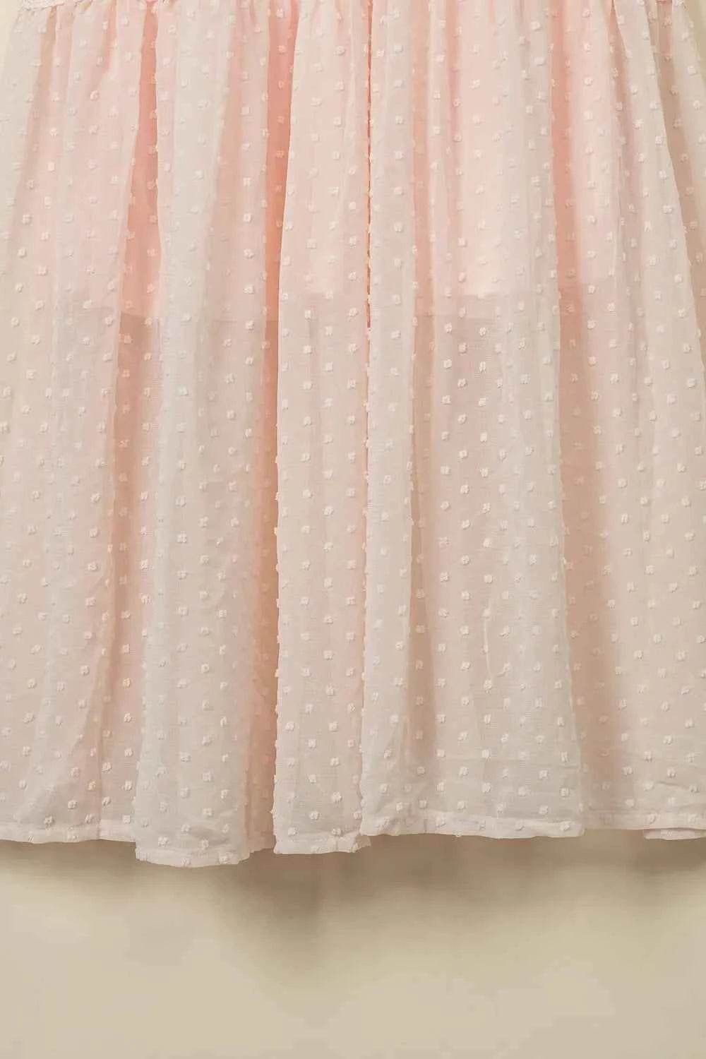 Polka Dot V-Neck Ruffle Midi Dress.