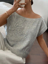 Ribbed Hem Boat Neck Sweater.