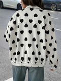 Heart Print Zip Up Jacket.