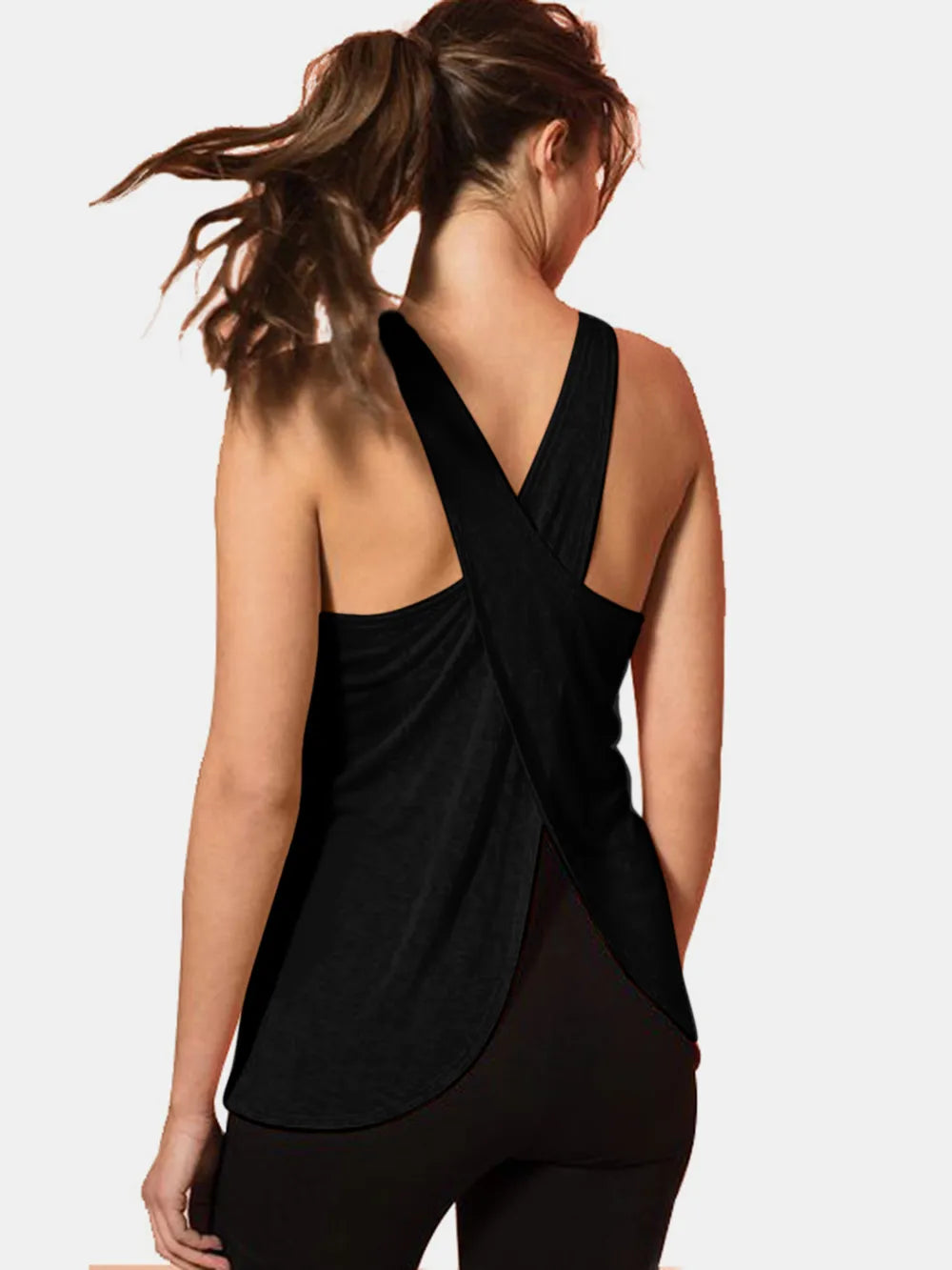 Crisscross Scoop Neck Active Tank Top.