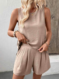 Casual Round Neck Tank and Shorts Set - EBYNN