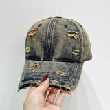 Distressed Adjustable Cotton Baseball Cap.