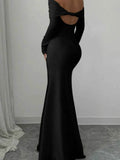 Off-Shoulder Long Sleeve Bodycon Maxi Dress.