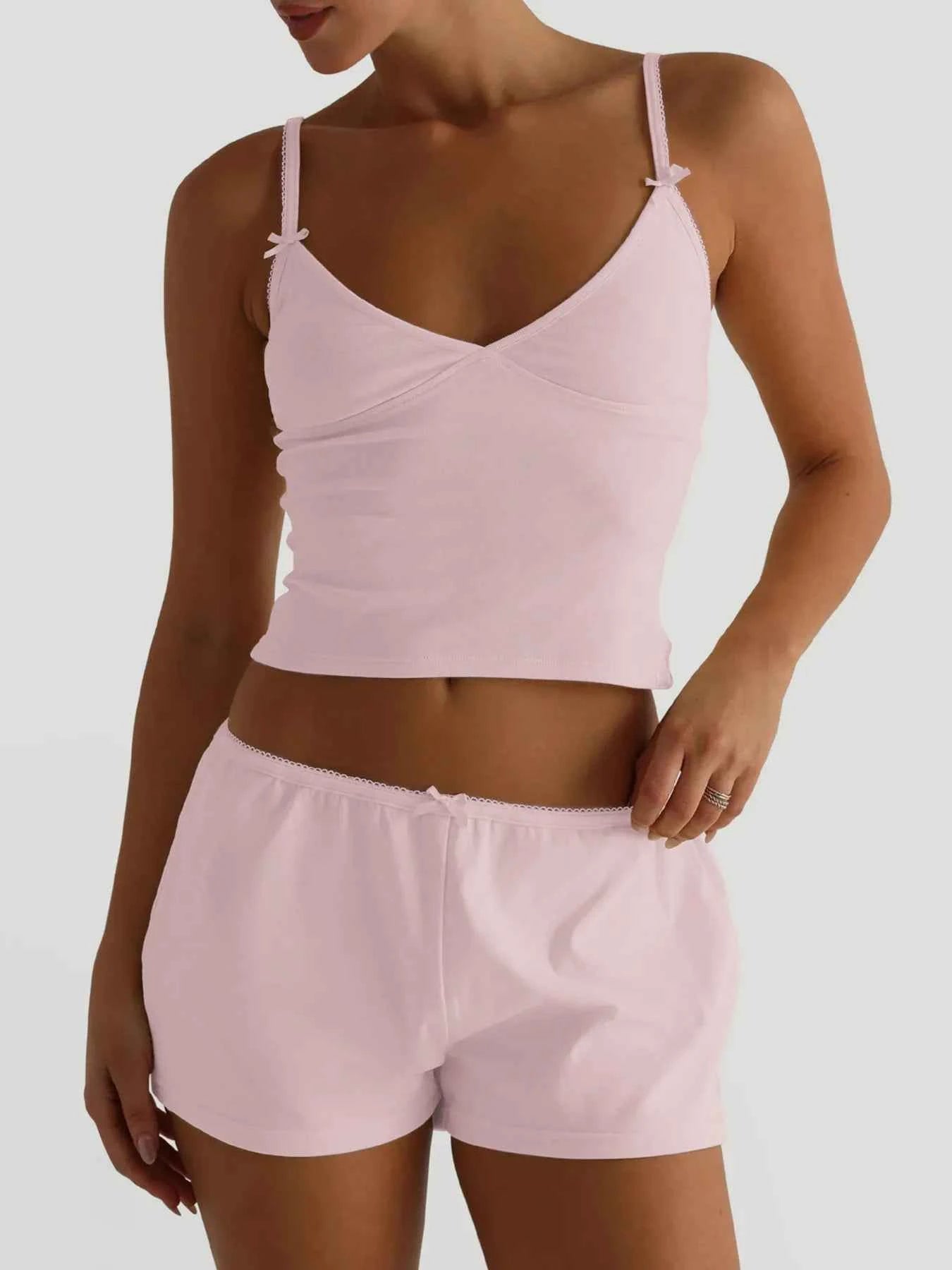 V-Neck Cami and Shorts Set.