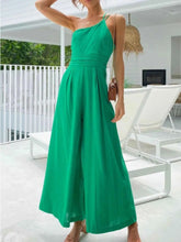 Single Shoulder Wide Leg Jumpsuit.