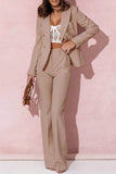Plus Size Full Size Lapel Collar Blazer and Pants Set - EBYNN