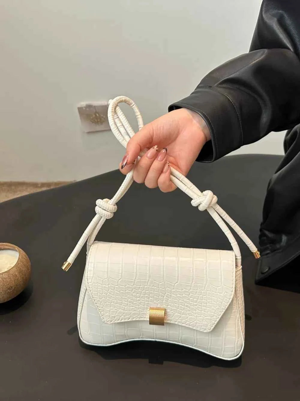 PU Leather Crossbody Bag with Texture.