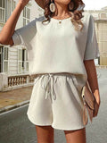 Waffle Knit Top and Shorts Set for Ultimate Comfort and Style - EBYNN