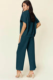 Double Take Texture Set: Full Size Half Zip Top & Pants Set - EBYNN