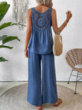 Round Neck Tank and Wide Leg Pants Set - EBYNN