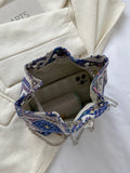 Printed Chain Bucket Bag.