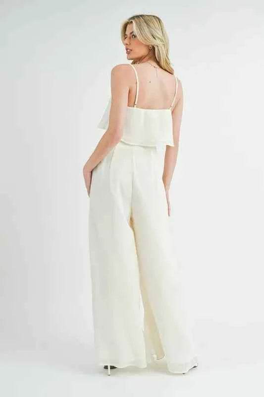 MABLE Crop Cami & Ruffled Wide Leg Pants Set - EBYNN