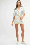 MABLE Embroidered Button Down Shirt & Shorts Set - EBYNN