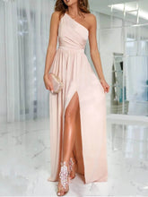 One-Shoulder High Slit Dress.