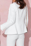 Plus Size Full Size Lapel Collar Blazer and Pants Set - EBYNN