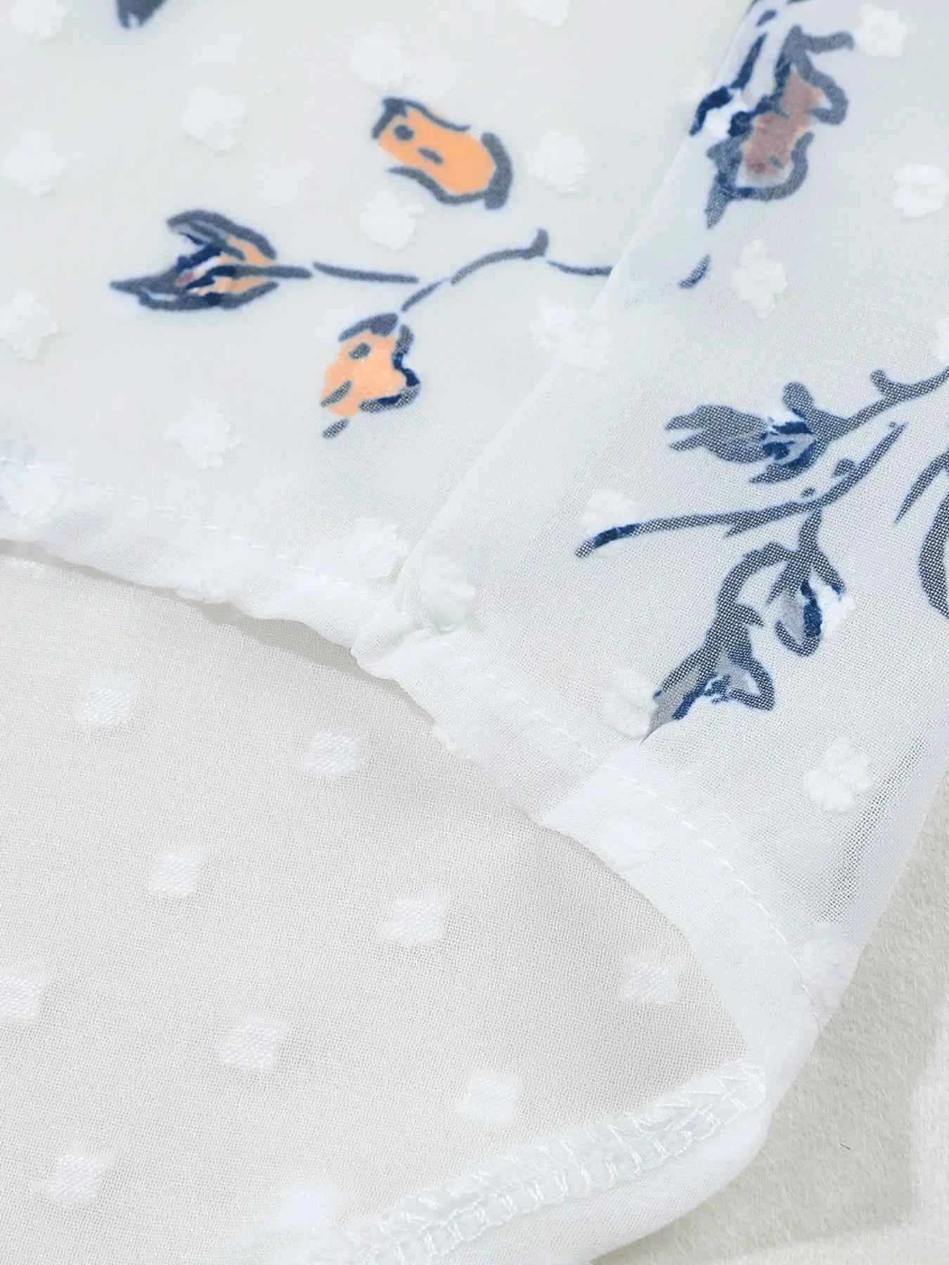 Floral Print Open Front Cover Up.