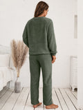 Ivy Lane Teddy Long Sleeve Top and Pants Lounge Set.
