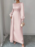 Satin Long Sleeve Maxi Dress.
