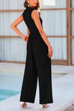 Mock Neck Sleeveless Wide Leg Jumpsuit.