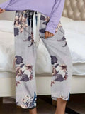 Round Neck Top & Printed Pants Lounge Set.