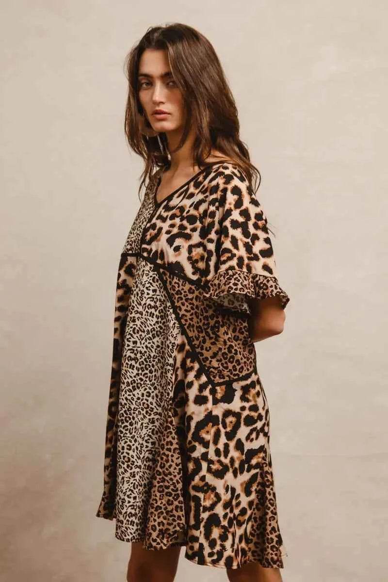 Leopard Print Dress: Mix and Match Short Sleeve Style - EBYNN