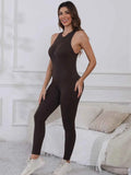 Half Zip Wide Strap Active Jumpsuit.