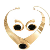 18K Gold-Plated Necklace and Earrings Jewelry Set.