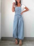 Wide Leg Denim Overalls.