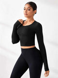 Round Neck Long Sleeve Active T-Shirt.