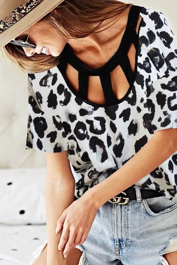Leopard Print Top with Straps for a Stylish Look - EBYNN
