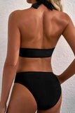 Sheer Mesh Bikini Set - Black Halter for Chic Look and Breathable Comfort - EBYNN