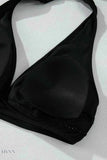 Sheer Mesh Bikini Set - Black Halter for Chic Look and Breathable Comfort - EBYNN