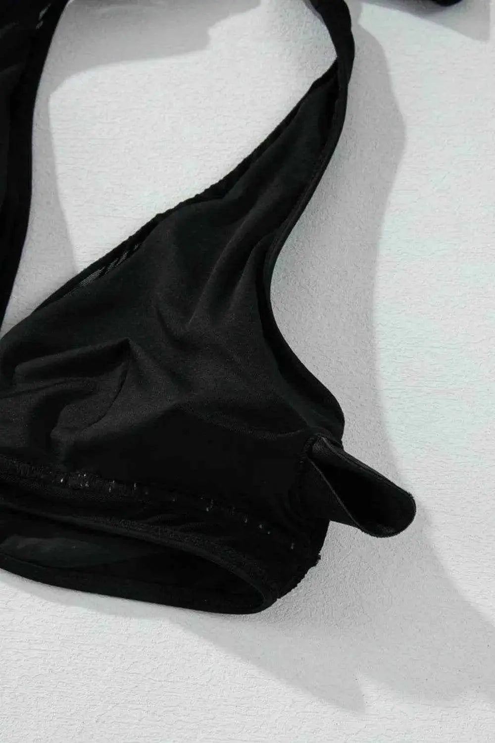 Sheer Mesh Bikini Set - Black Halter for Chic Look and Breathable Comfort - EBYNN