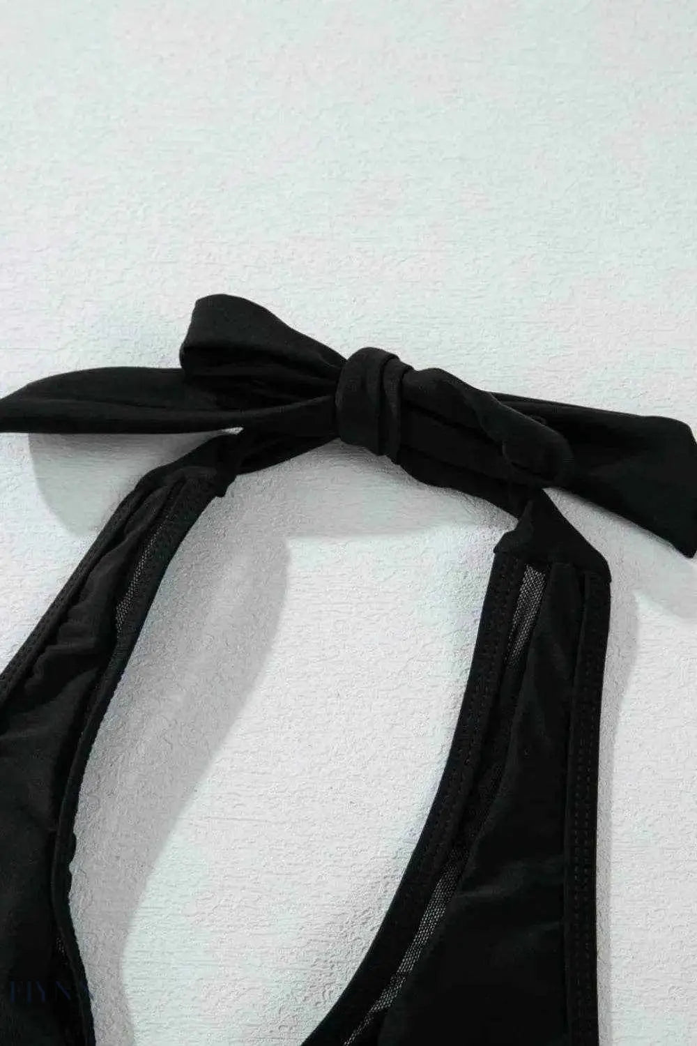 Sheer Mesh Bikini Set - Black Halter for Chic Look and Breathable Comfort - EBYNN