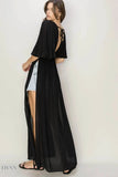 Black Tie Back Maxi Dress - Elegant & Flowing - EBYNN