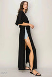 Black Tie Back Maxi Dress - Elegant & Flowing - EBYNN