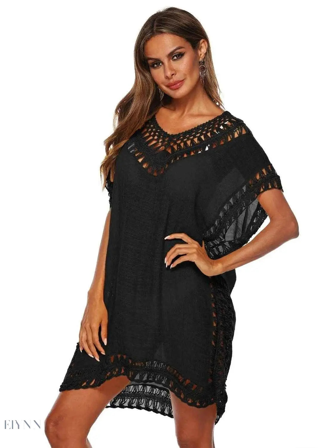 Boho Crochet Beach Cover Up Lightweight Dress for Effortless Style - EBYNN