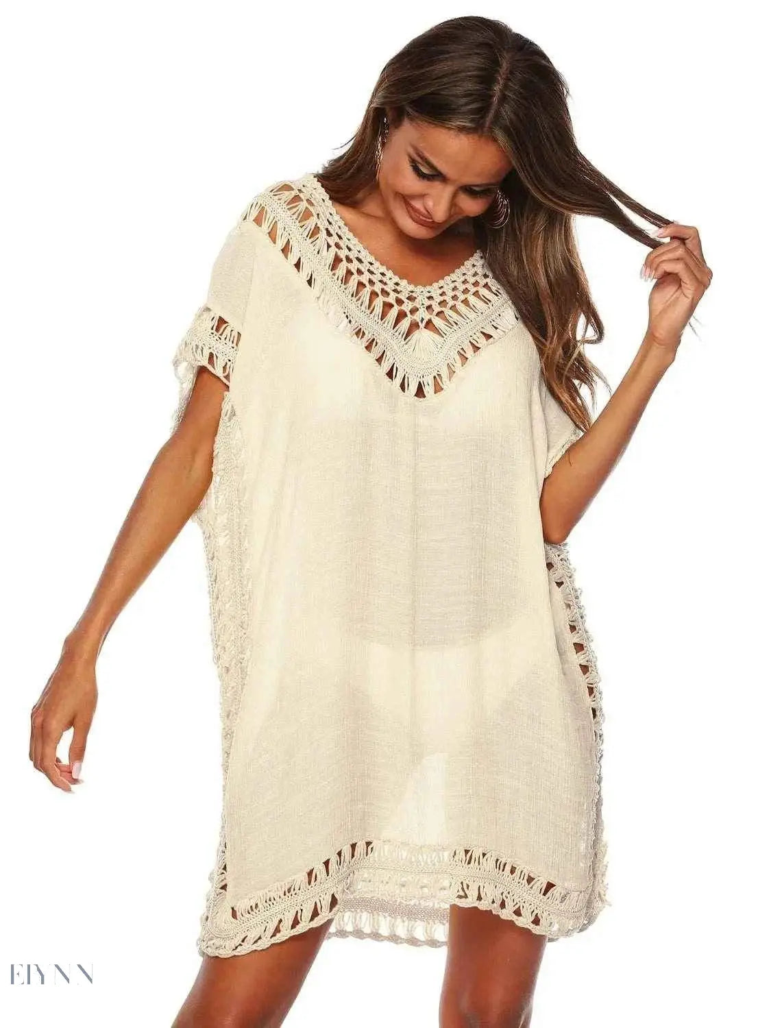 Boho Crochet Beach Cover Up Lightweight Dress for Effortless Style - EBYNN