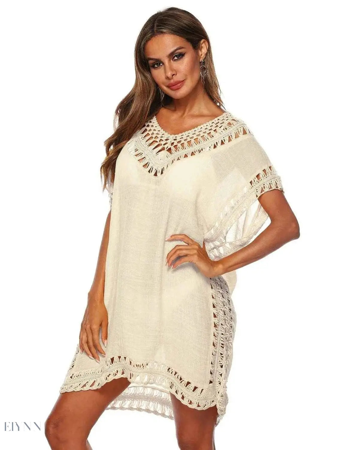 Boho Crochet Beach Cover Up Lightweight Dress for Effortless Style - EBYNN