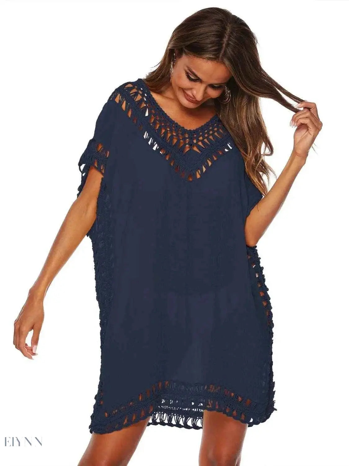Boho Crochet Beach Cover Up Lightweight Dress for Effortless Style - EBYNN